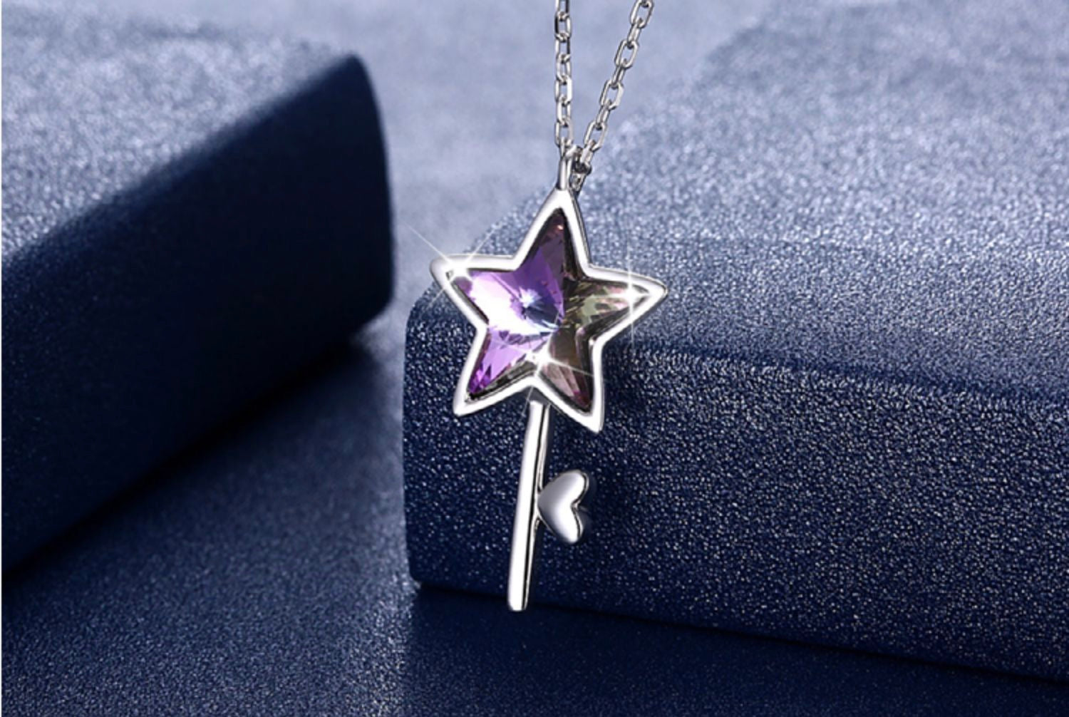 The Fairy Star Key Swarovski Sapphire Crystal Necklace – CDE