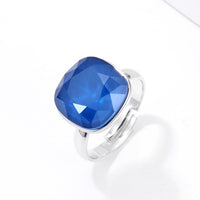 Free Size Platinum Plated Ring With Colorful Squared Swarovski Crystal