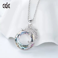 The fancy dolphin in a Sapphire / Amethyst circle necklace - CDE Jewelry Egypt