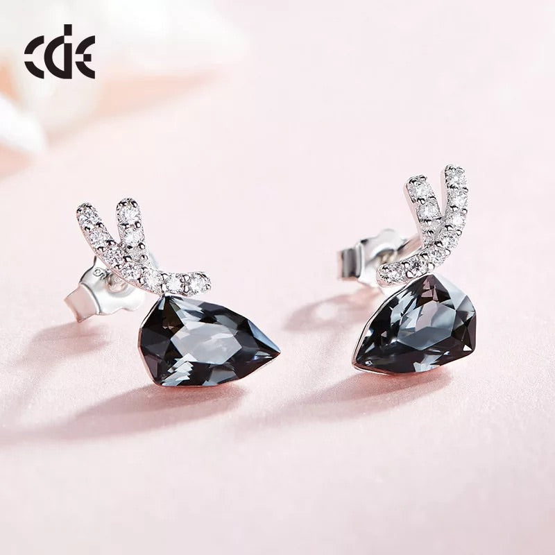 Sterling silver elegant black diamond earring - CDE Jewelry Egypt