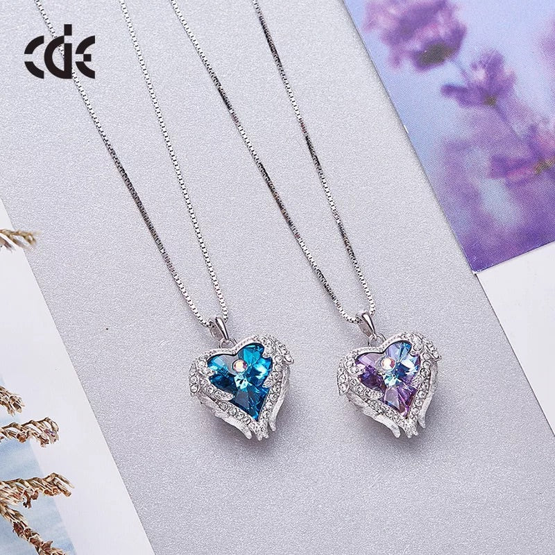 Sterling silver heart of the ocean sapphire necklace - CDE Jewelry Egypt