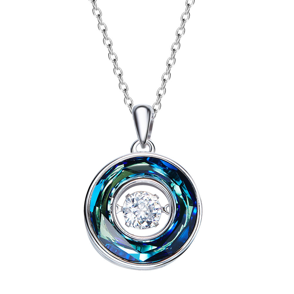 Sterling silver rounded sapphire dancing crystal necklace - CDE Jewelry Egypt