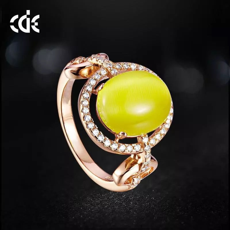 Sterling silver golden elegant yellow opal ring - CDE Jewelry Egypt