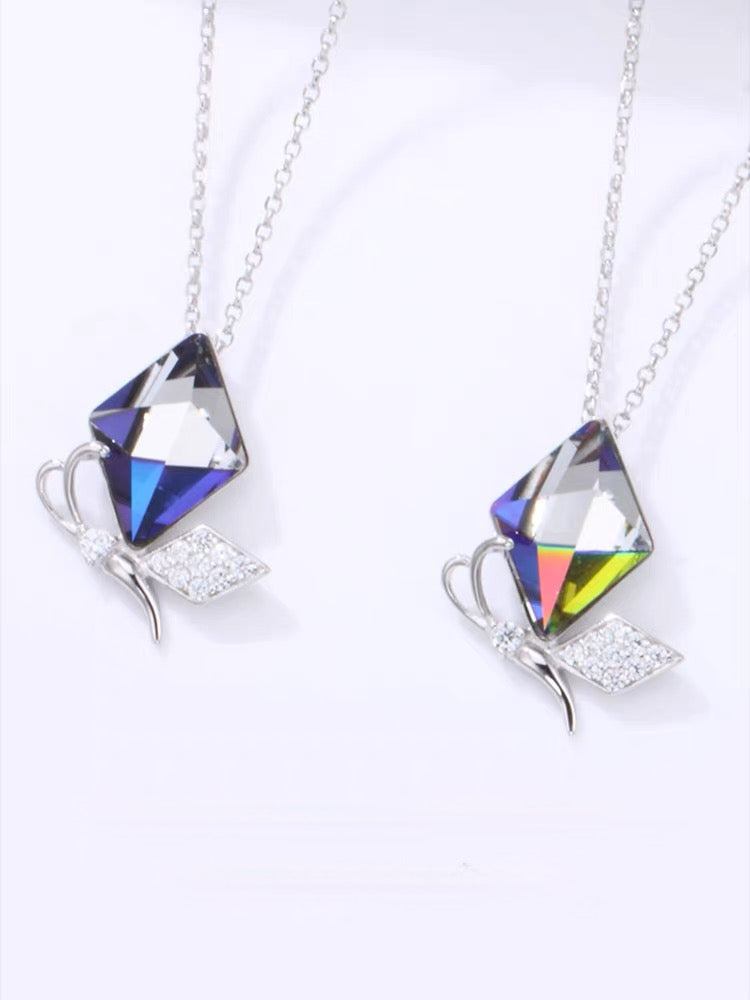 The Butterfly Unique Swarovski Crystal Platinum Plated Necklace