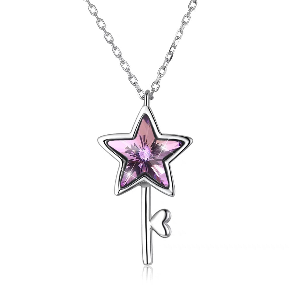 The Fairy Star Key Swarovski Sapphire Crystal Necklace – CDE