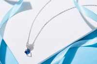Sterling silver cubic sapphire heart necklace - CDE Jewelry Egypt