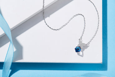 Sterling silver cubic sapphire butterfly necklace - CDE Jewelry Egypt