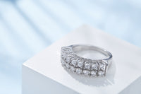 Sterling silver two rounded crystal rows ring - CDE Jewelry Egypt