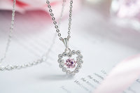 Sterling silver rose dancing crystal heart necklace - CDE Jewelry Egypt