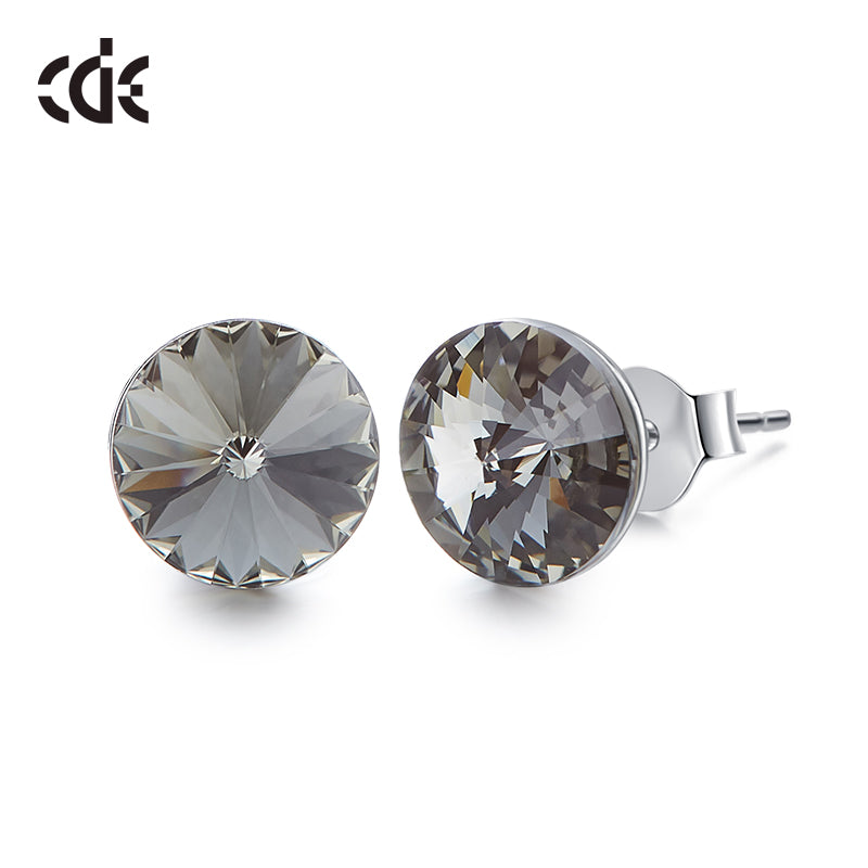 Sterling silver simple one crystal earring - CDE Jewelry Egypt