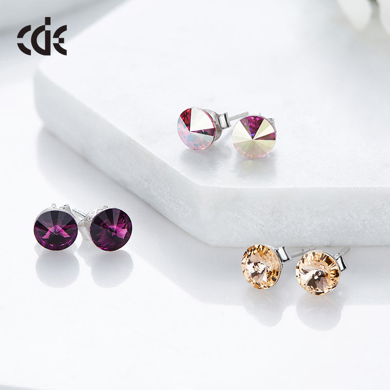 Sterling silver simple one crystal earring - CDE Jewelry Egypt