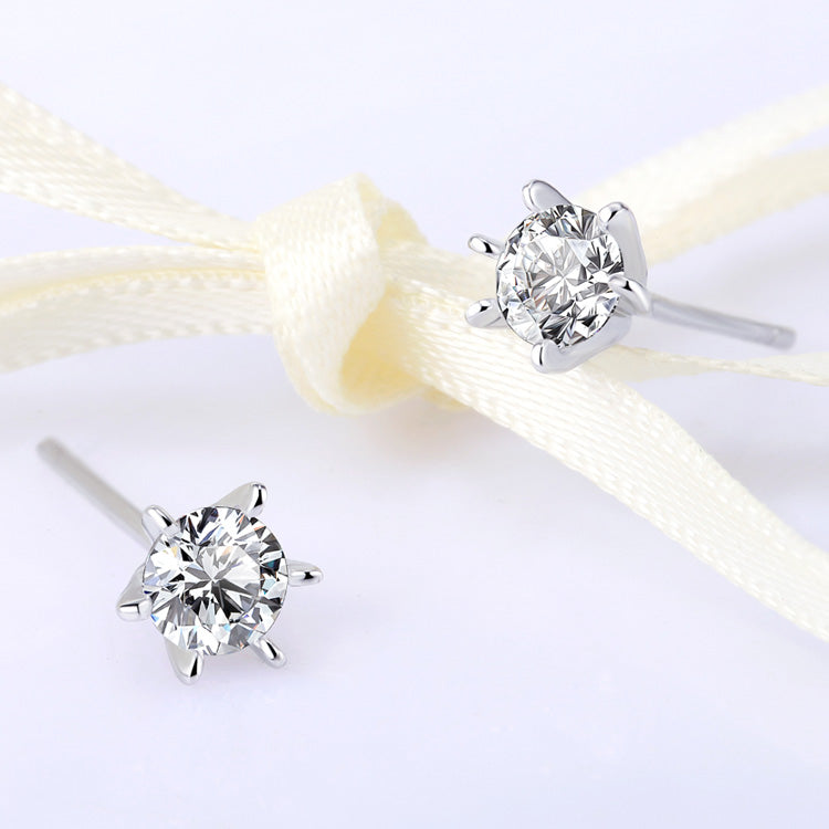 Sterling silver cute little white crystal earring - CDE Jewelry Egypt