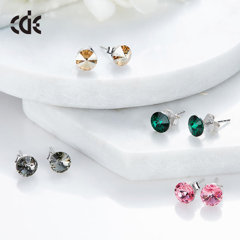 Sterling silver simple one crystal earring - CDE Jewelry Egypt