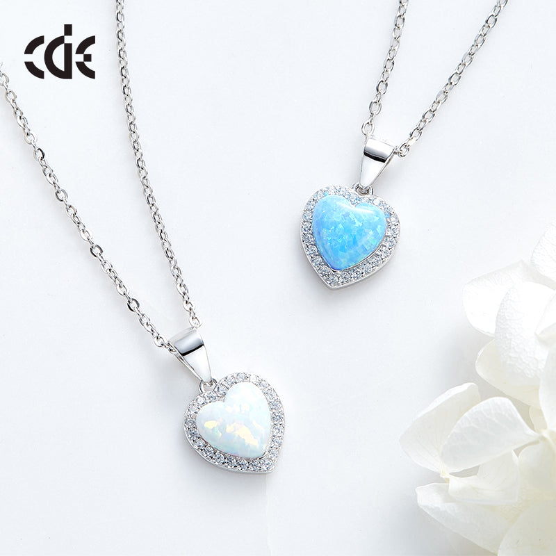Sterling silver blue opal heart necklace - CDE Jewelry Egypt