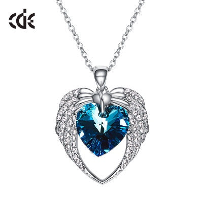 The joined winged hearts sapphire necklace - CDE.Jewelry.Eg