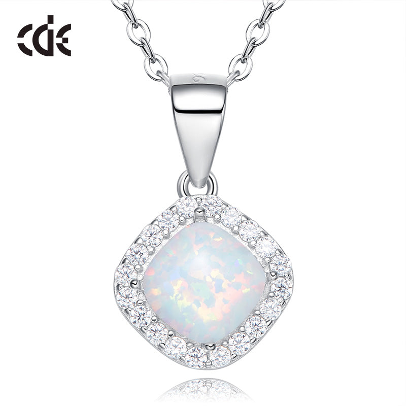 Sterling silver elegant rhombus shape opal necklace - CDE Jewelry Egypt