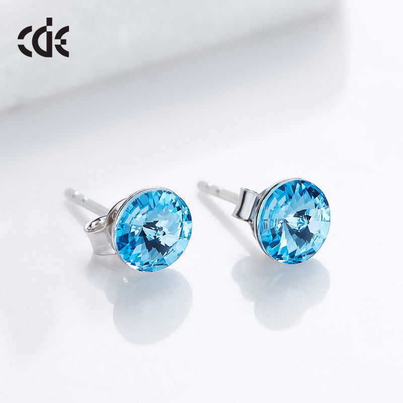 Sterling silver simple one crystal earring - CDE Jewelry Egypt