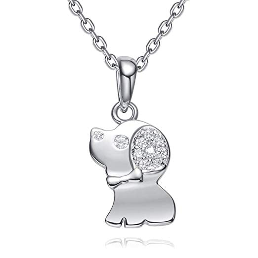 Cute Necklace,S925 Sterling Silver Lucky Little Dog Pendant Chain - CDE Jewelry Egypt