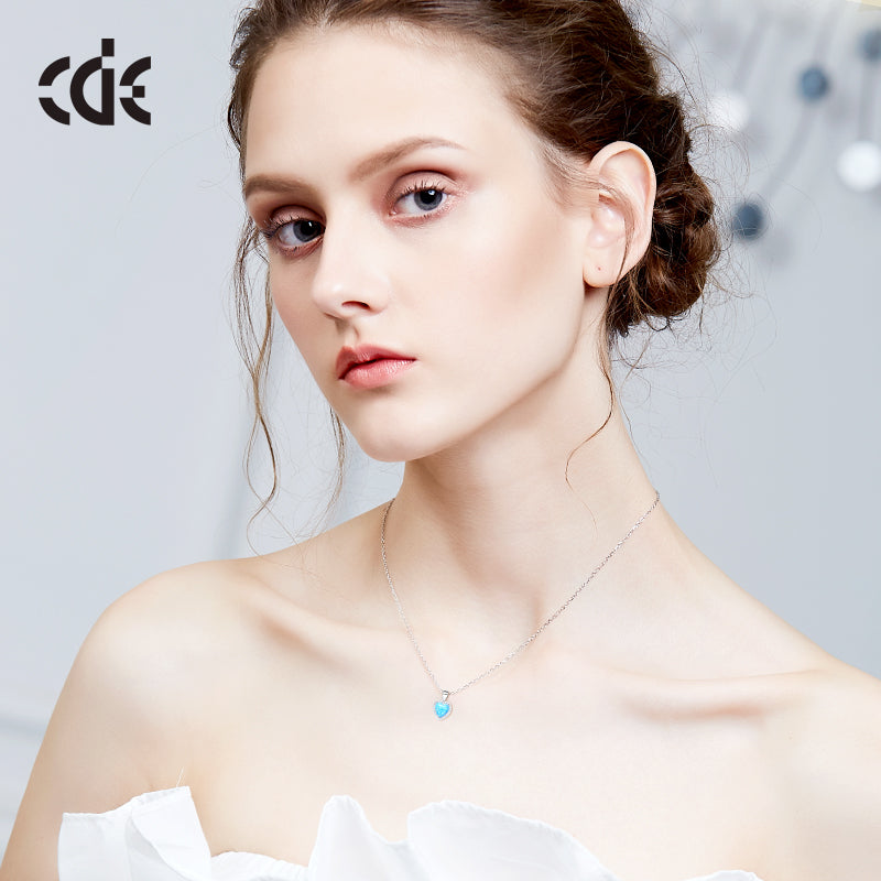Sterling silver blue opal heart necklace - CDE Jewelry Egypt