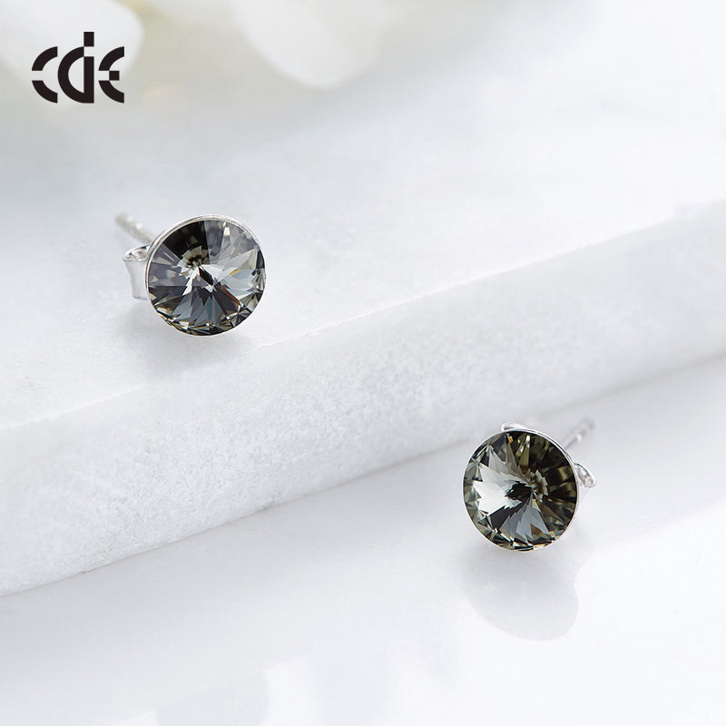 Sterling silver simple one crystal earring - CDE Jewelry Egypt