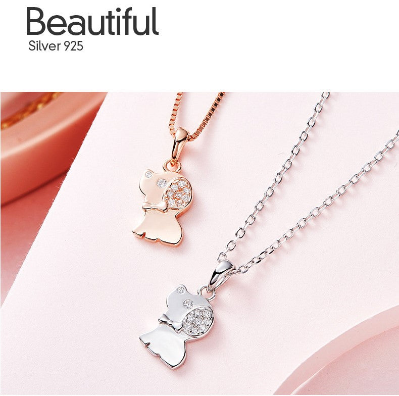 Cute Necklace,S925 Sterling Silver Lucky Little Dog Pendant Chain - CDE Jewelry Egypt