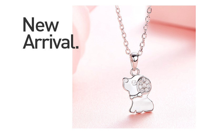 Cute Necklace,S925 Sterling Silver Lucky Little Dog Pendant Chain - CDE Jewelry Egypt