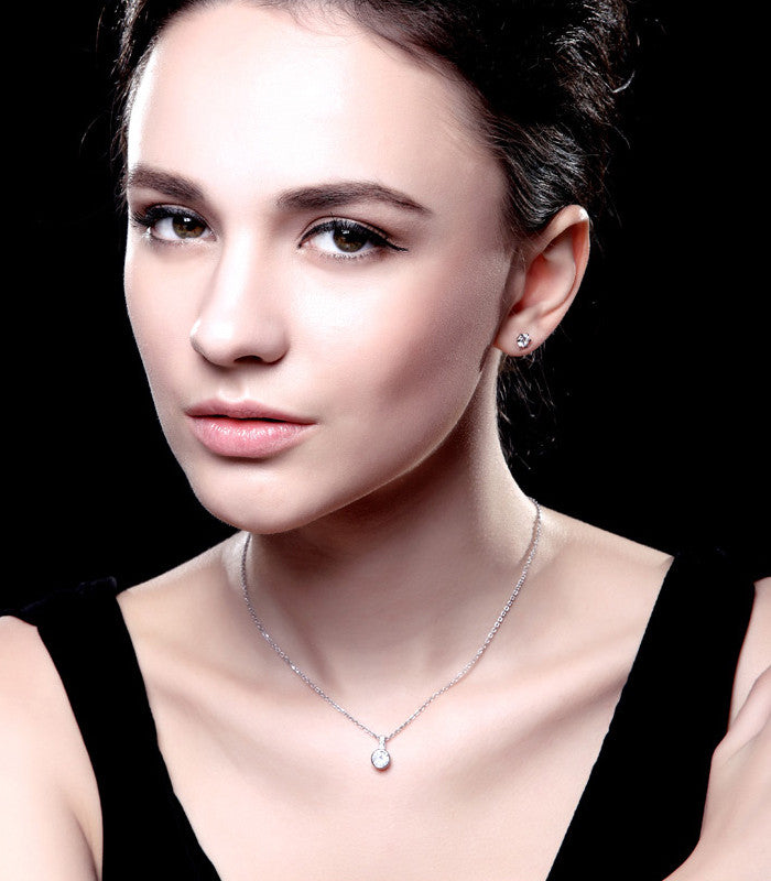 Sterling silver cute little white crystal earring - CDE Jewelry Egypt