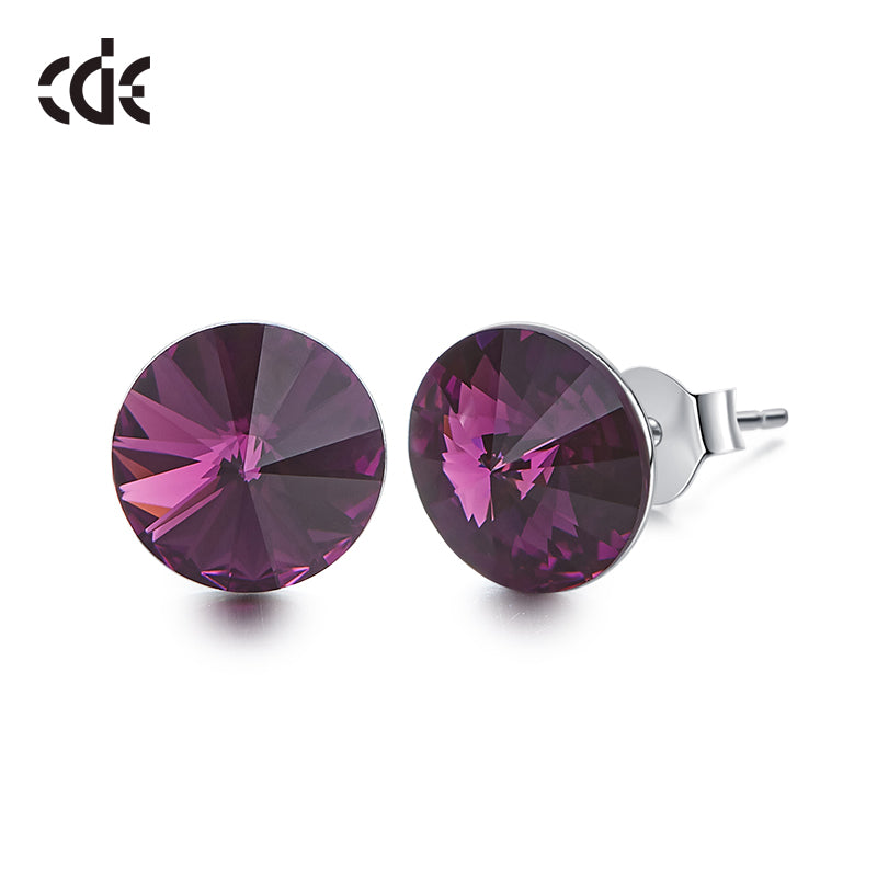 Sterling silver simple one crystal earring - CDE Jewelry Egypt