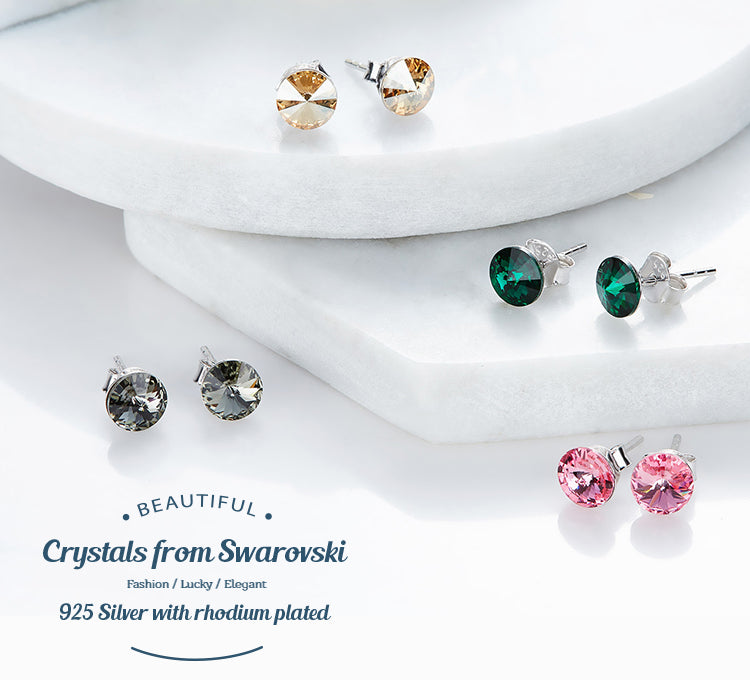 Sterling silver simple one crystal earring - CDE Jewelry Egypt