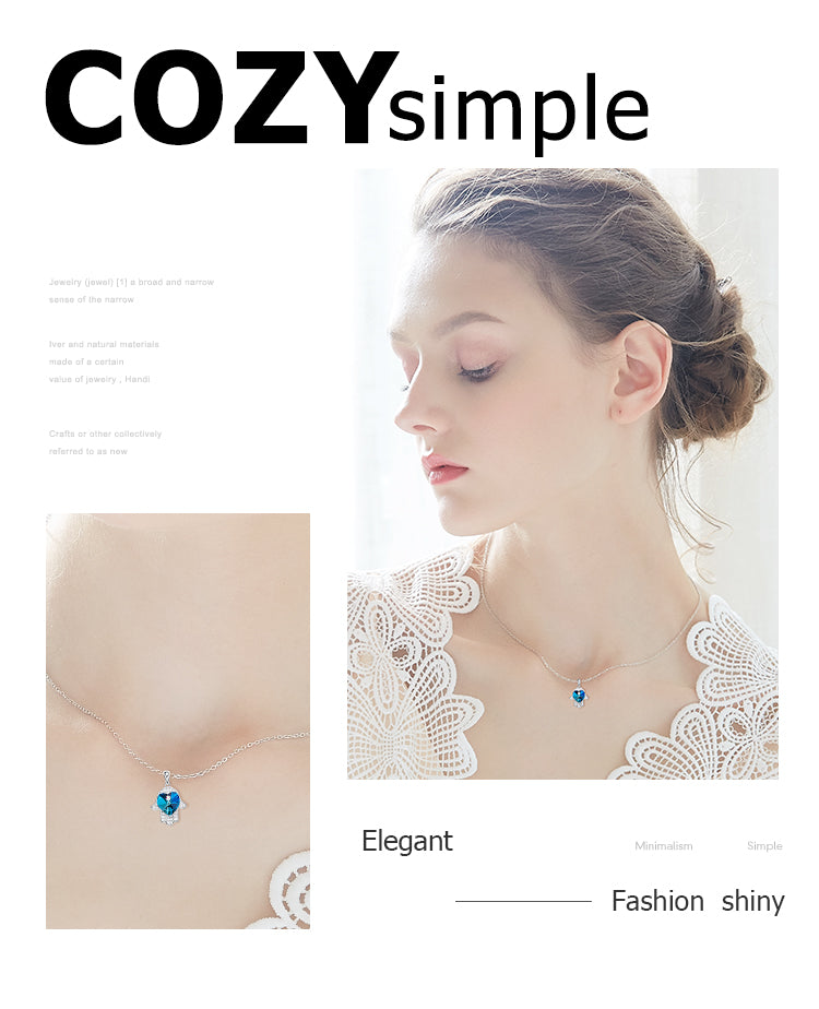 Sterling silver cute shining sapphire hand necklace - CDE Jewelry Egypt