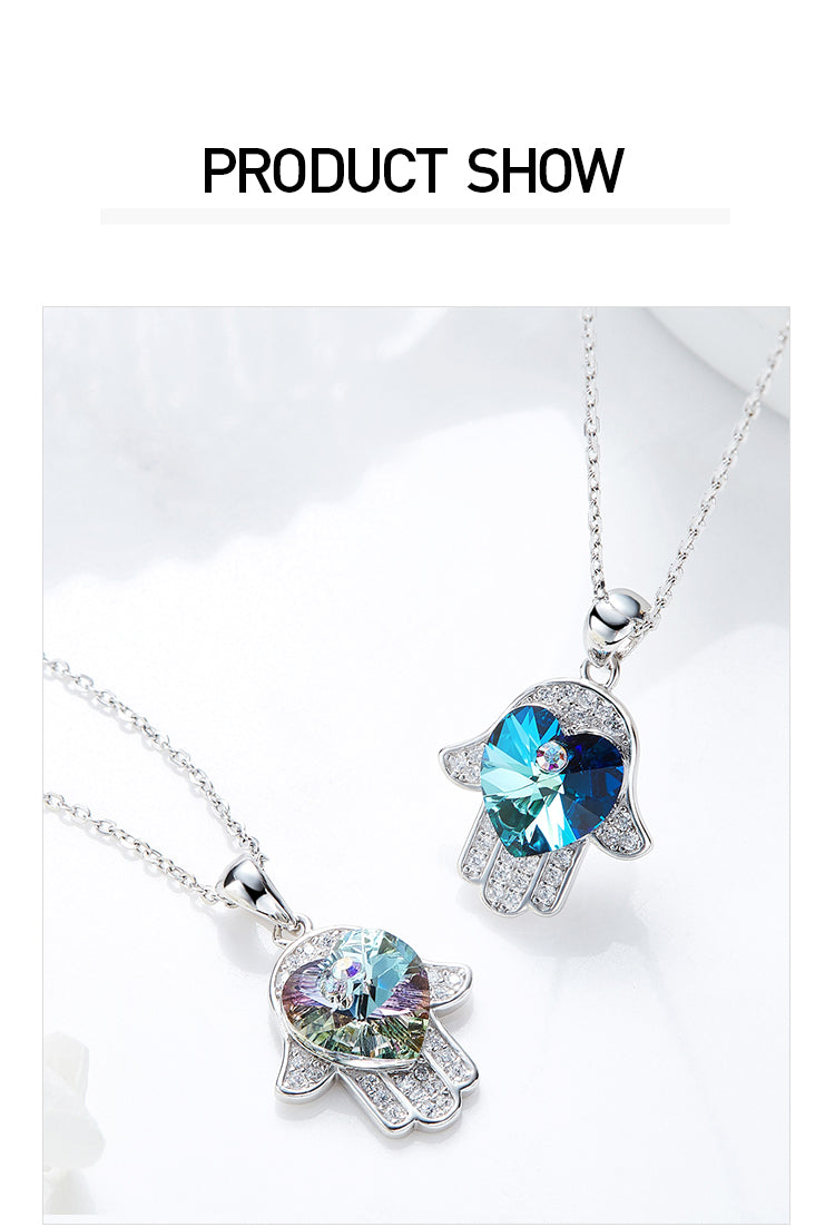 Sterling silver cute shining sapphire hand necklace - CDE Jewelry Egypt