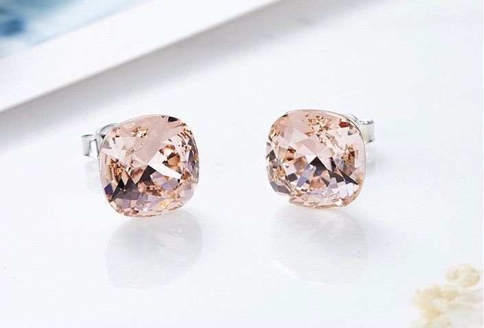 Sterling silver simple cubic swarovski crystal earring - CDE Jewelry Egypt