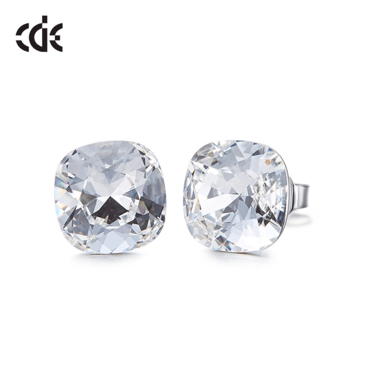 Sterling silver simple cubic swarovski crystal earring - CDE Jewelry Egypt
