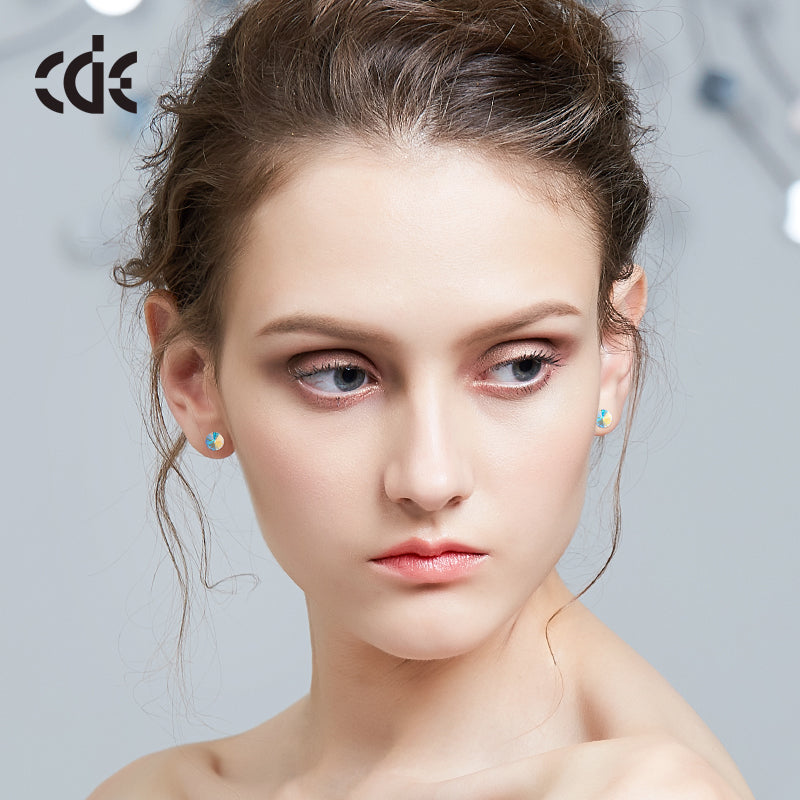 Sterling silver simple one crystal earring - CDE Jewelry Egypt
